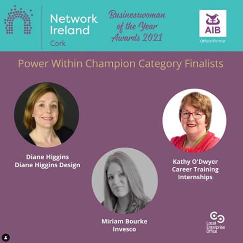 business woman of the year awards finalist 2021 Network Cork Network Ireland Power within champion