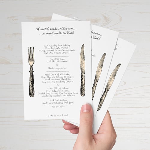 menu card design wedding