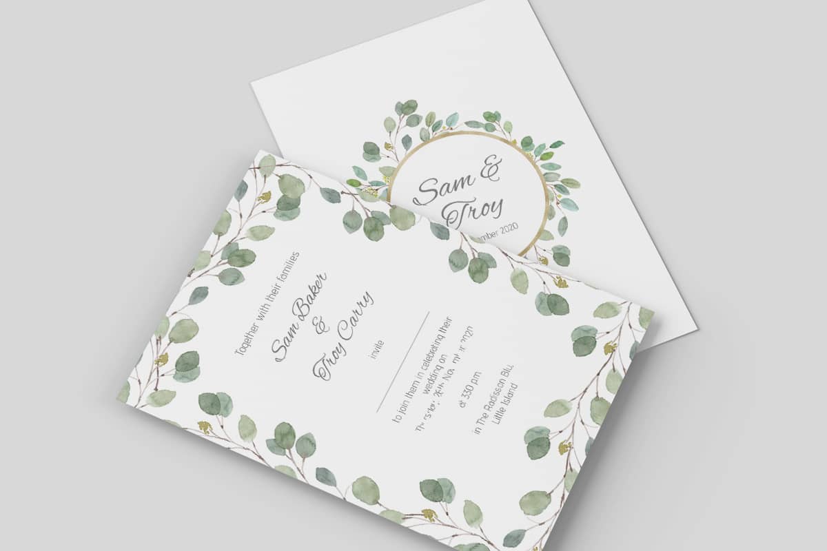 Wedding invitation design boho rustic woodland custom design