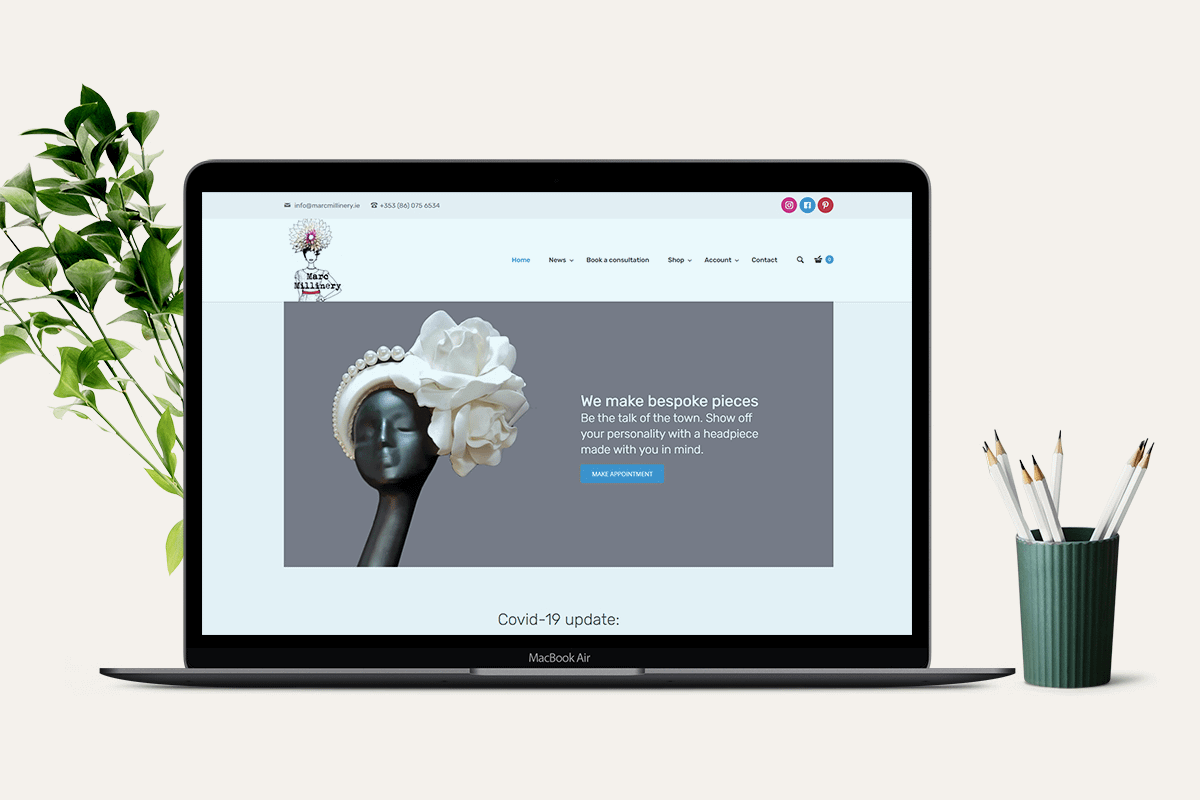 marc millinery cork ecommerce website designer